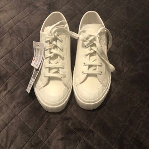 Superga orchestra white platform tennis shoe